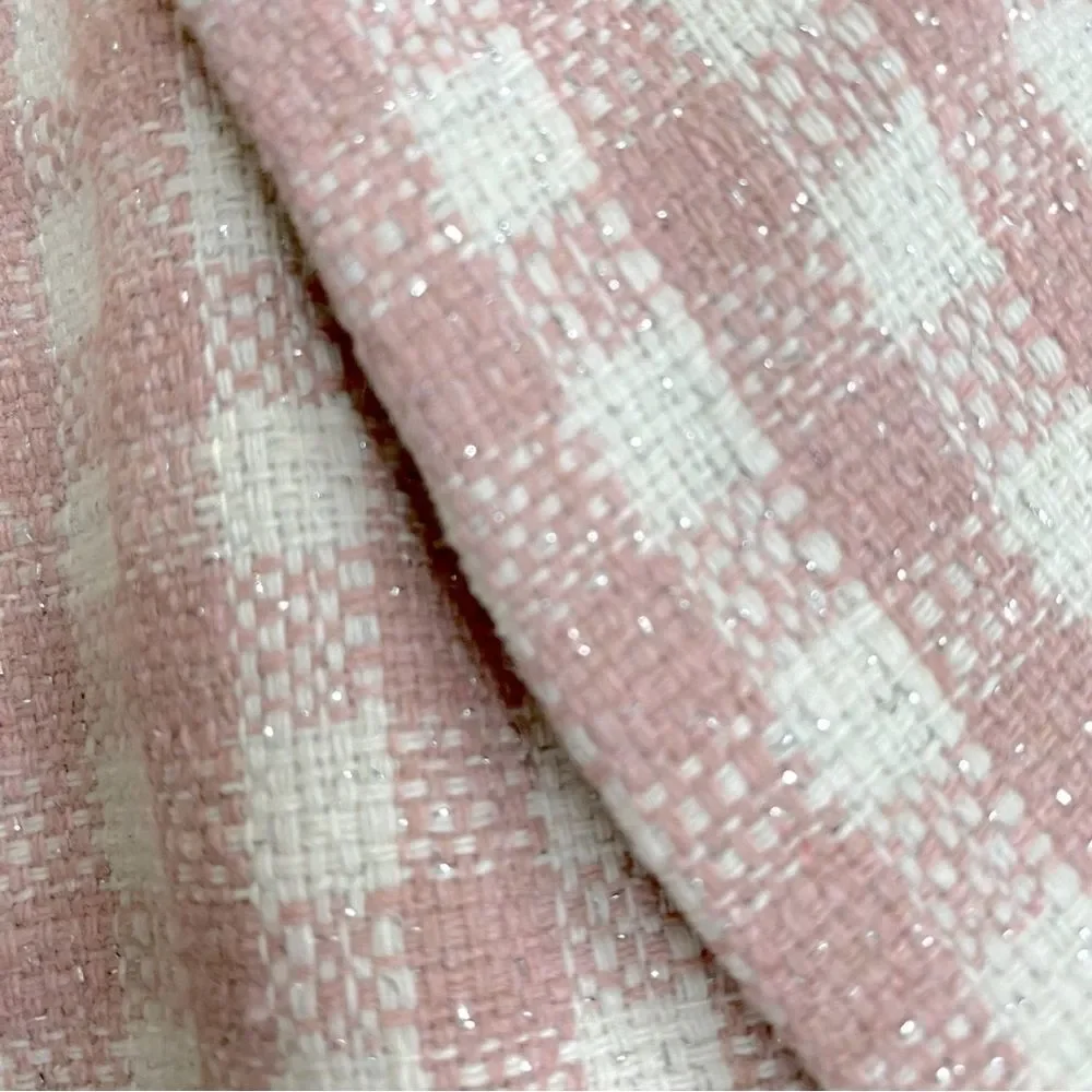 BLANK NYC Quick Thrills Plaid Pink White Blazer Jacket, Small, NWT